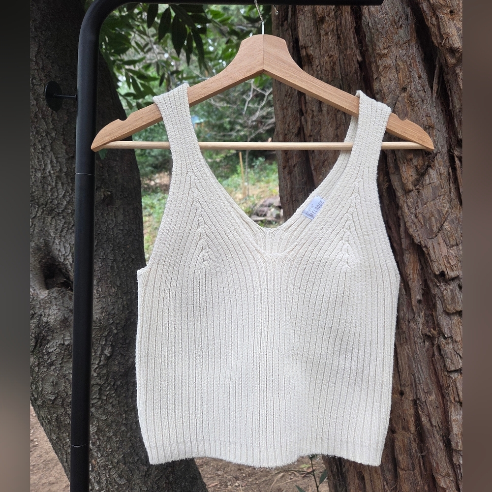 Best Of Melrose Cream Ribbed Knit Women's Top‎